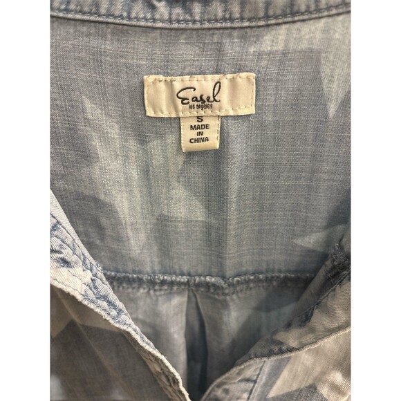 Easel Women's Stars Dress Distressed Washed Denim Size Size Small 100% Cotton - Picture 6 of 7